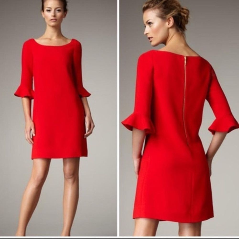KATE SPADE | Luna ruffle sleeve wool blend dress
